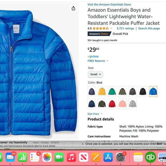 Amazon Essentials Puffer Jacket (Size M) - Picture 6 of 6